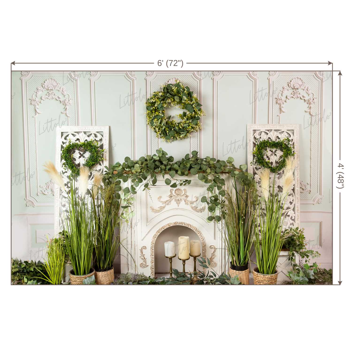 LB0436 Fireplace Decor Backdrop