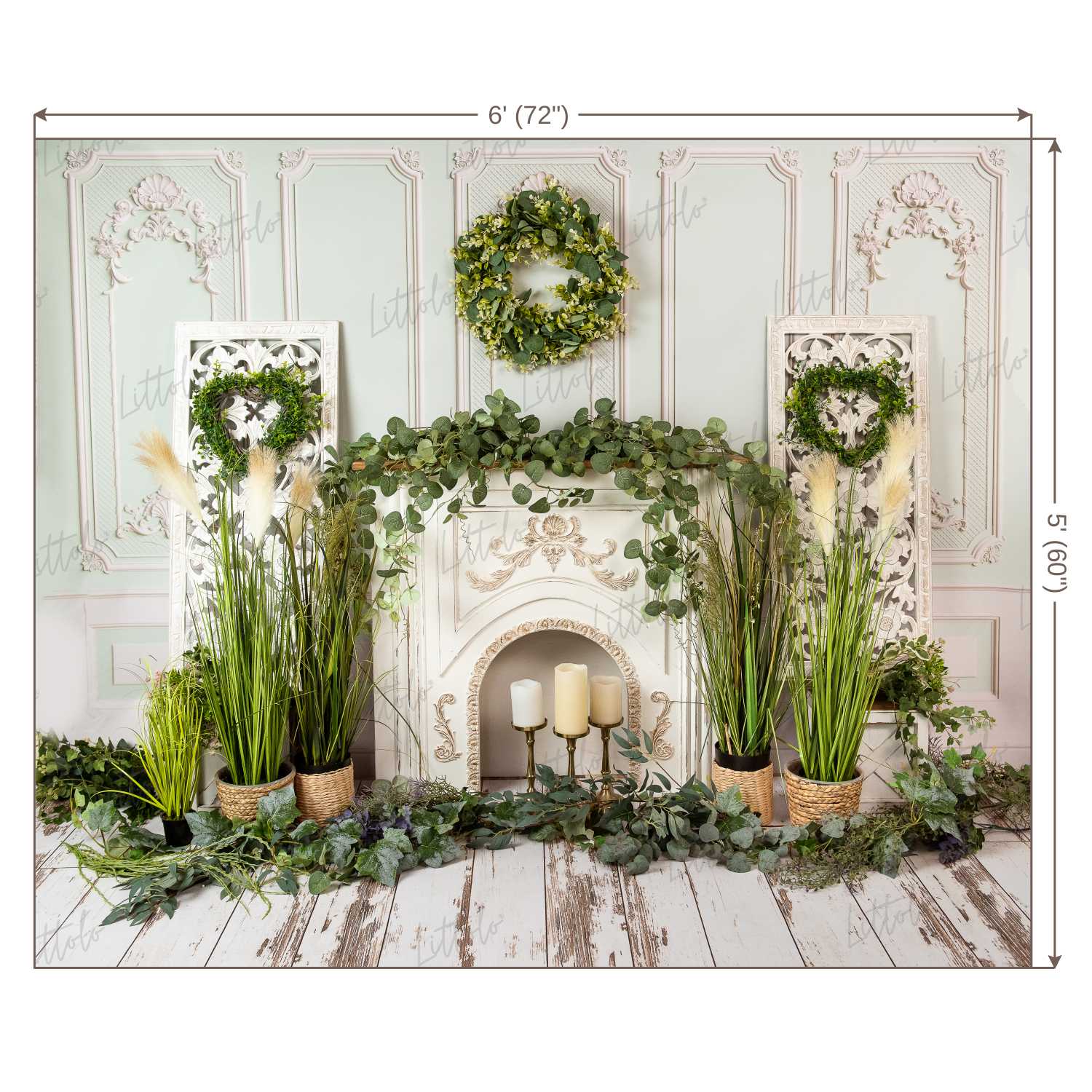 LB0436 Fireplace Decor Backdrop