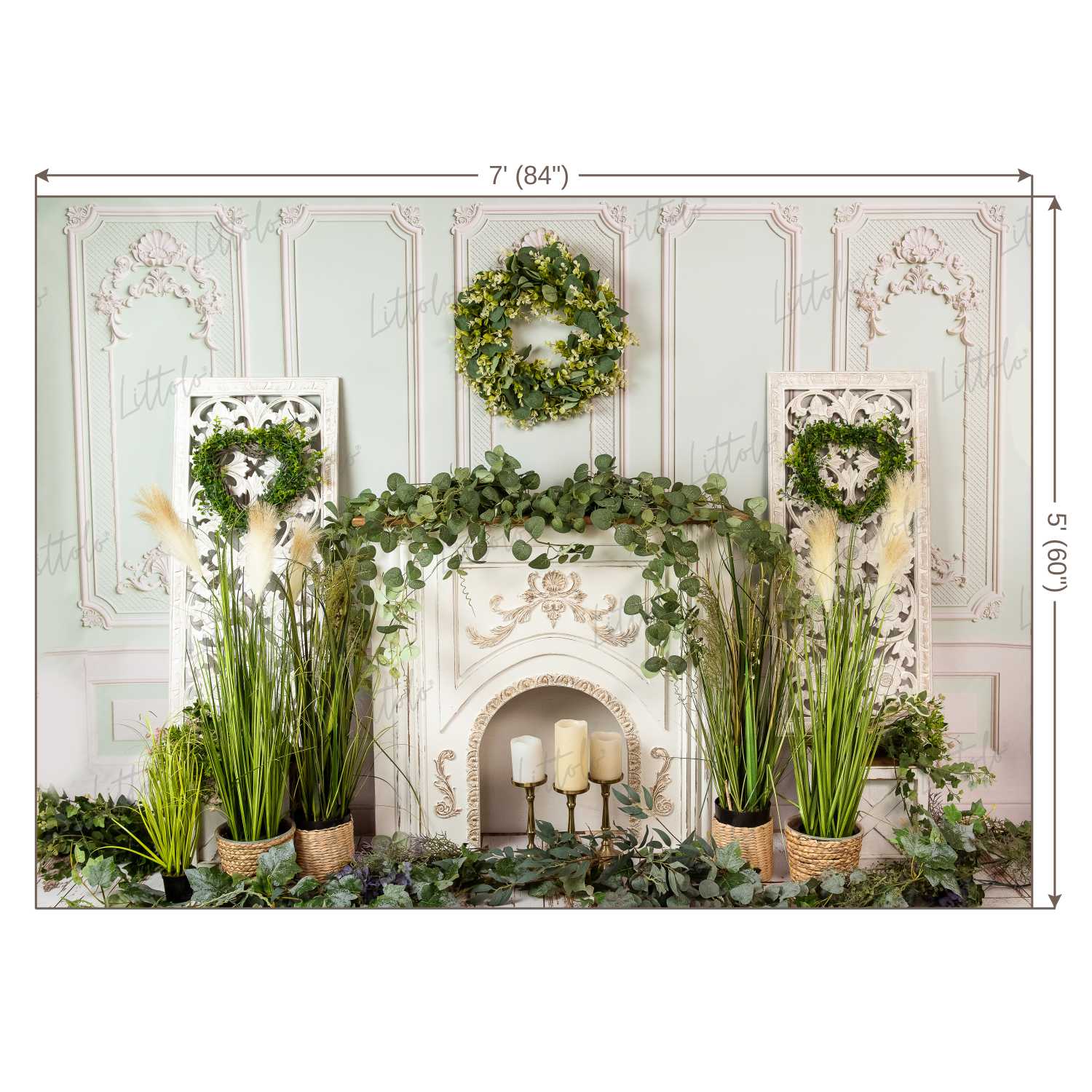 LB0436 Fireplace Decor Backdrop