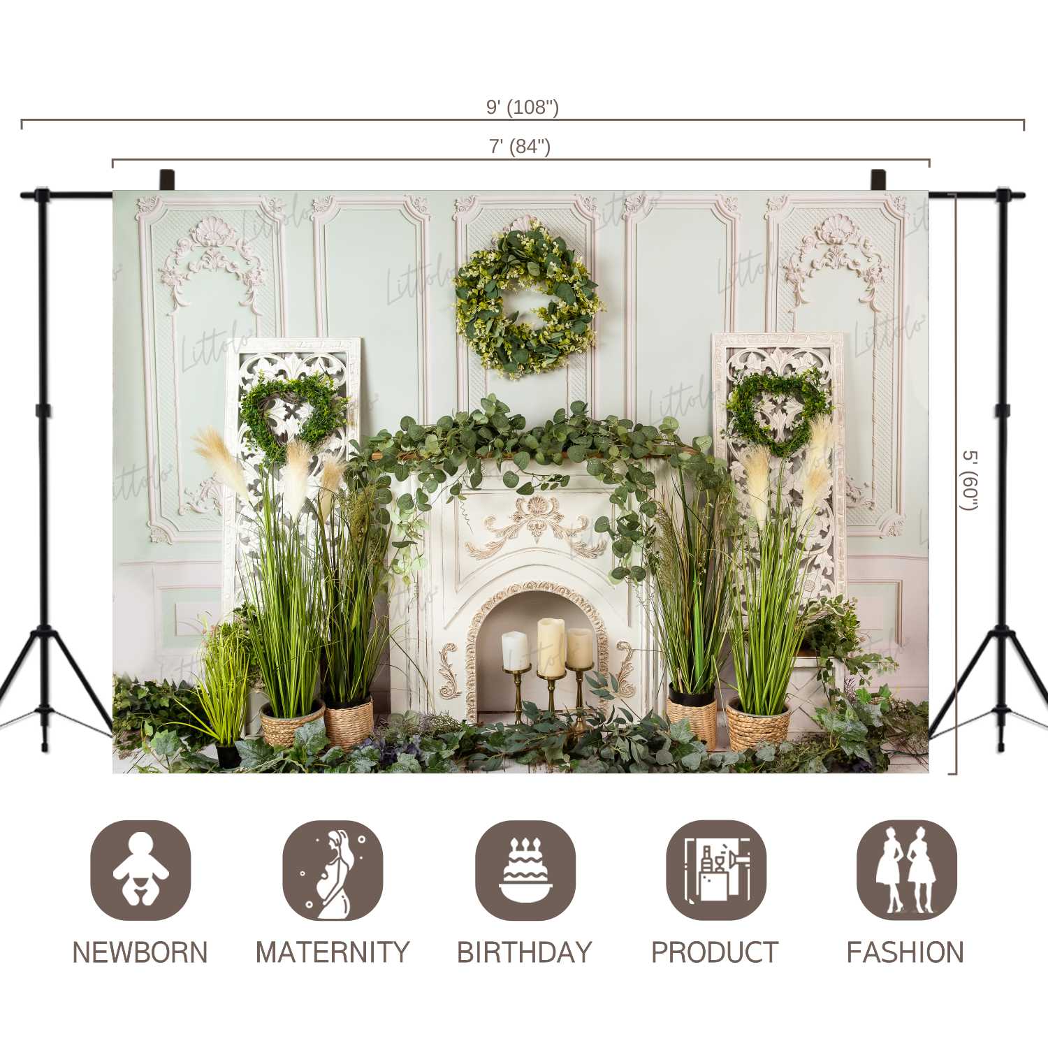 LB0436 Fireplace Decor Backdrop