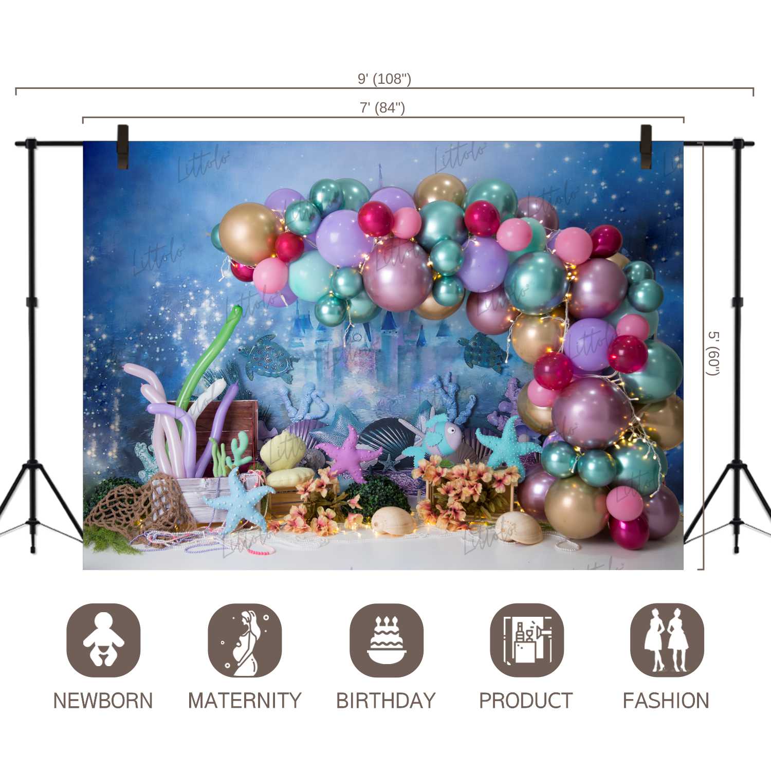 LB0443 Under the sea Balloon Garland Backdrop