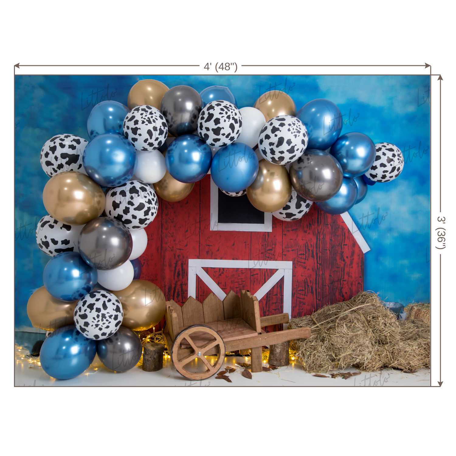 LB0444 Farm Theme Barnyard Garland Backdrop