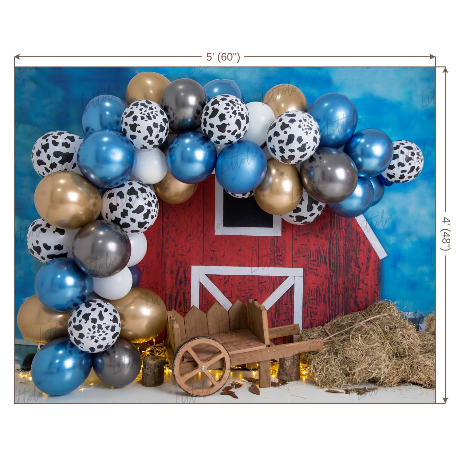 LB0444 Farm Theme Barnyard Garland Backdrop