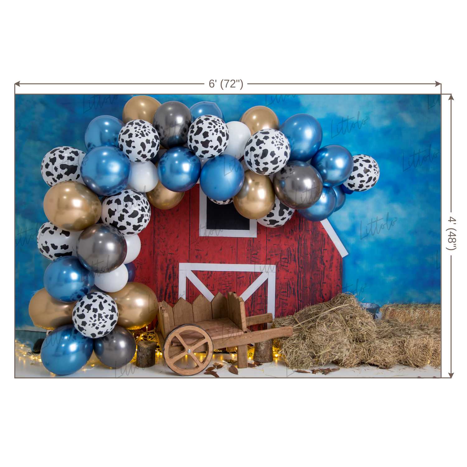 LB0444 Farm Theme Barnyard Garland Backdrop