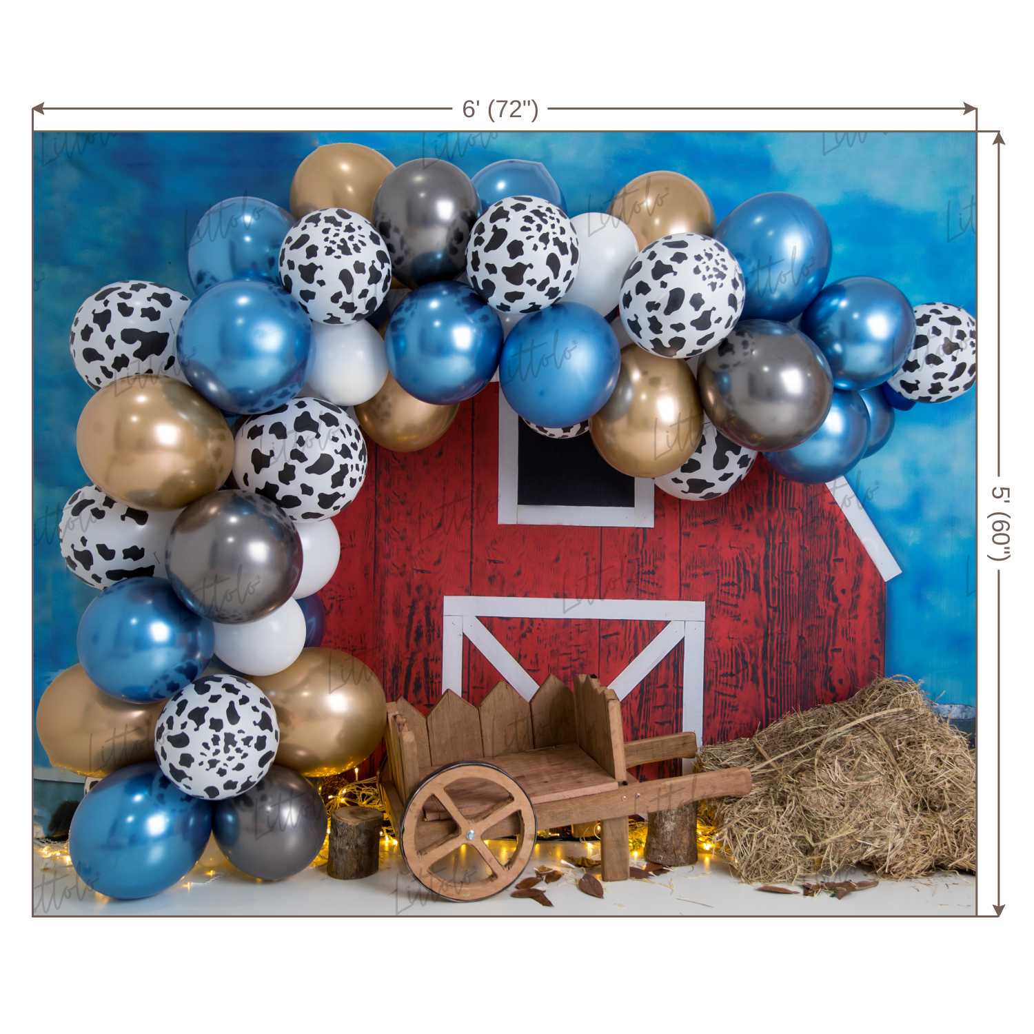 LB0444 Farm Theme Barnyard Garland Backdrop