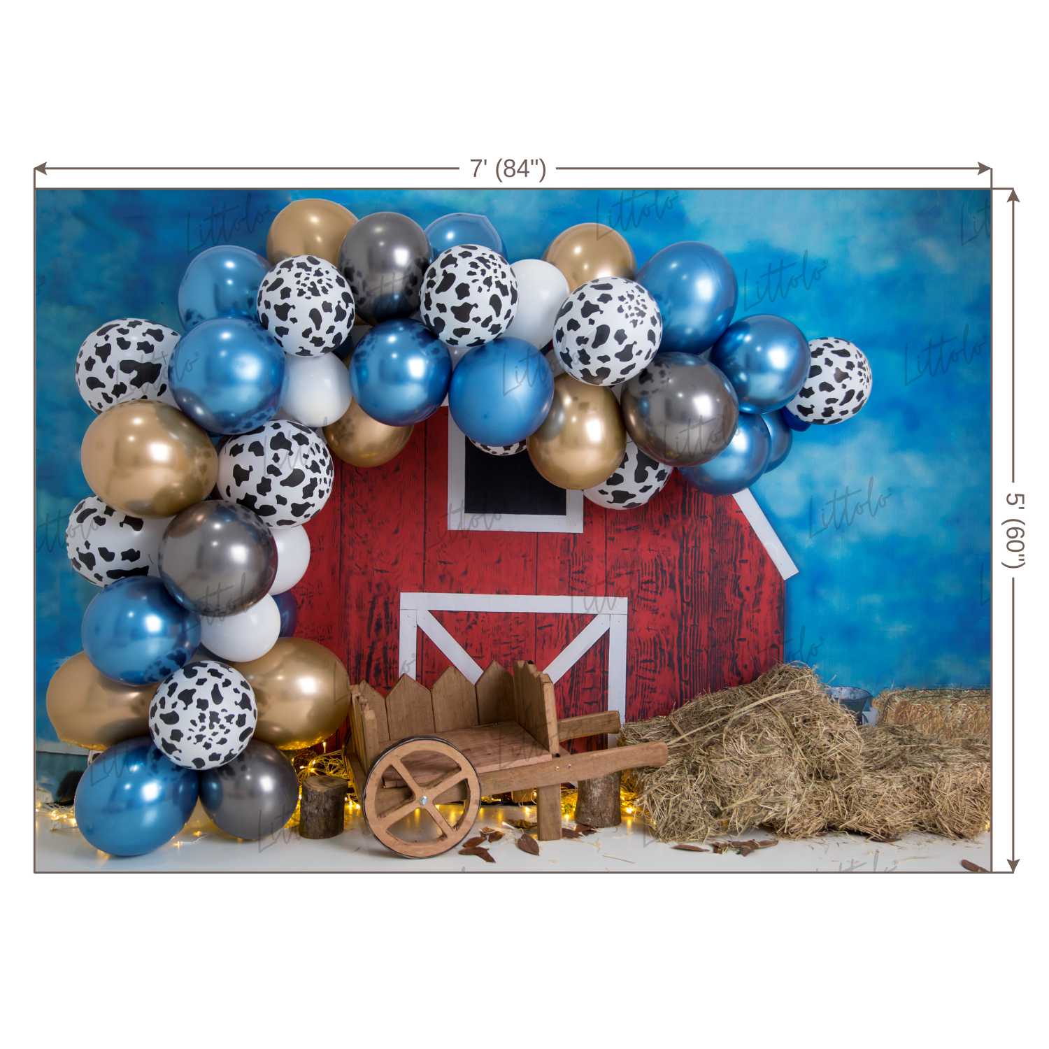 LB0444 Farm Theme Barnyard Garland Backdrop