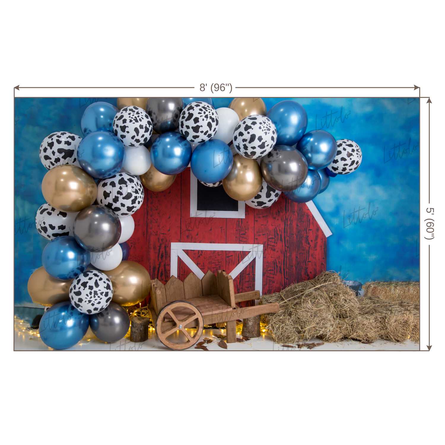 LB0444 Farm Theme Barnyard Garland Backdrop