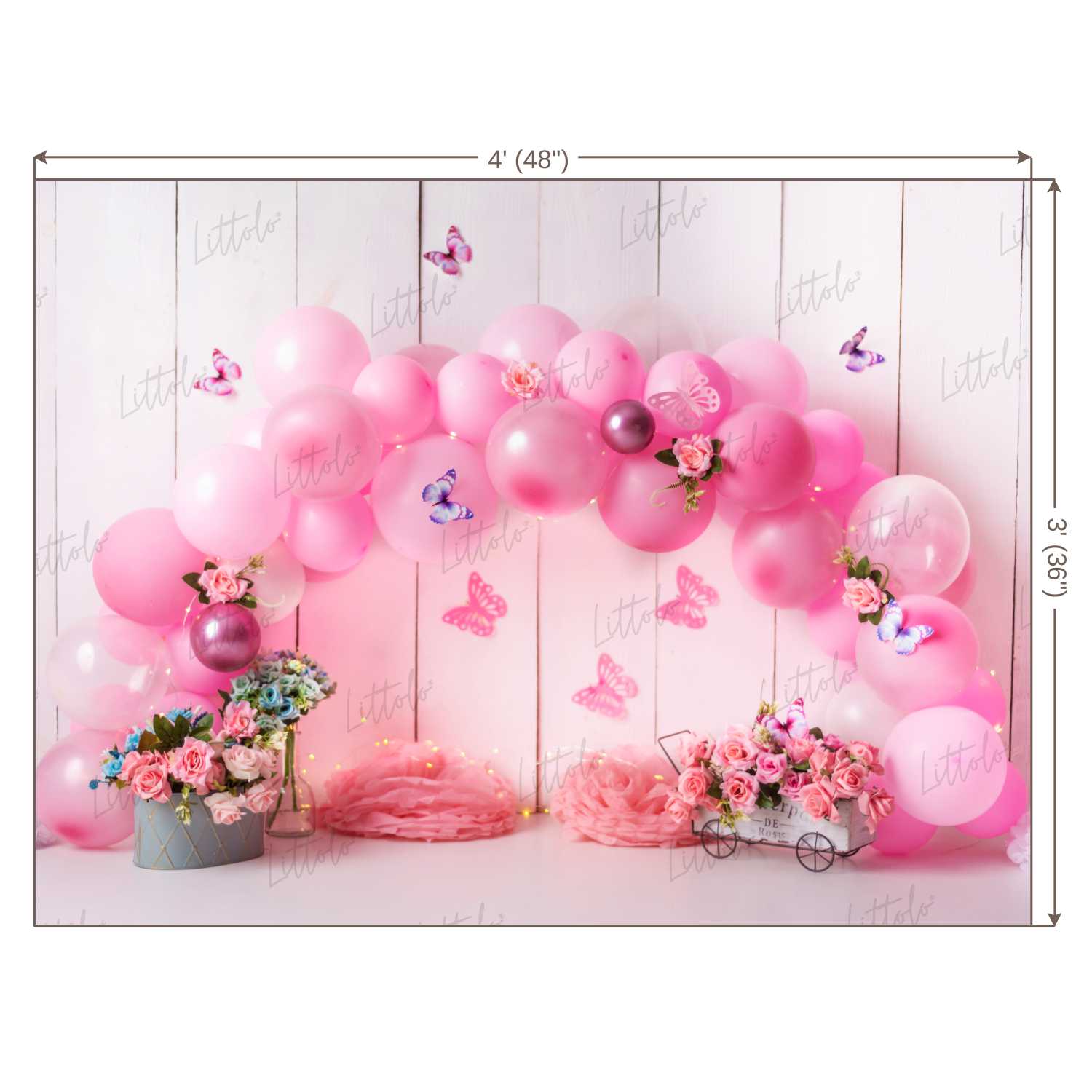 LB0446 Butterfly Floral Balloon Garland Backdrop