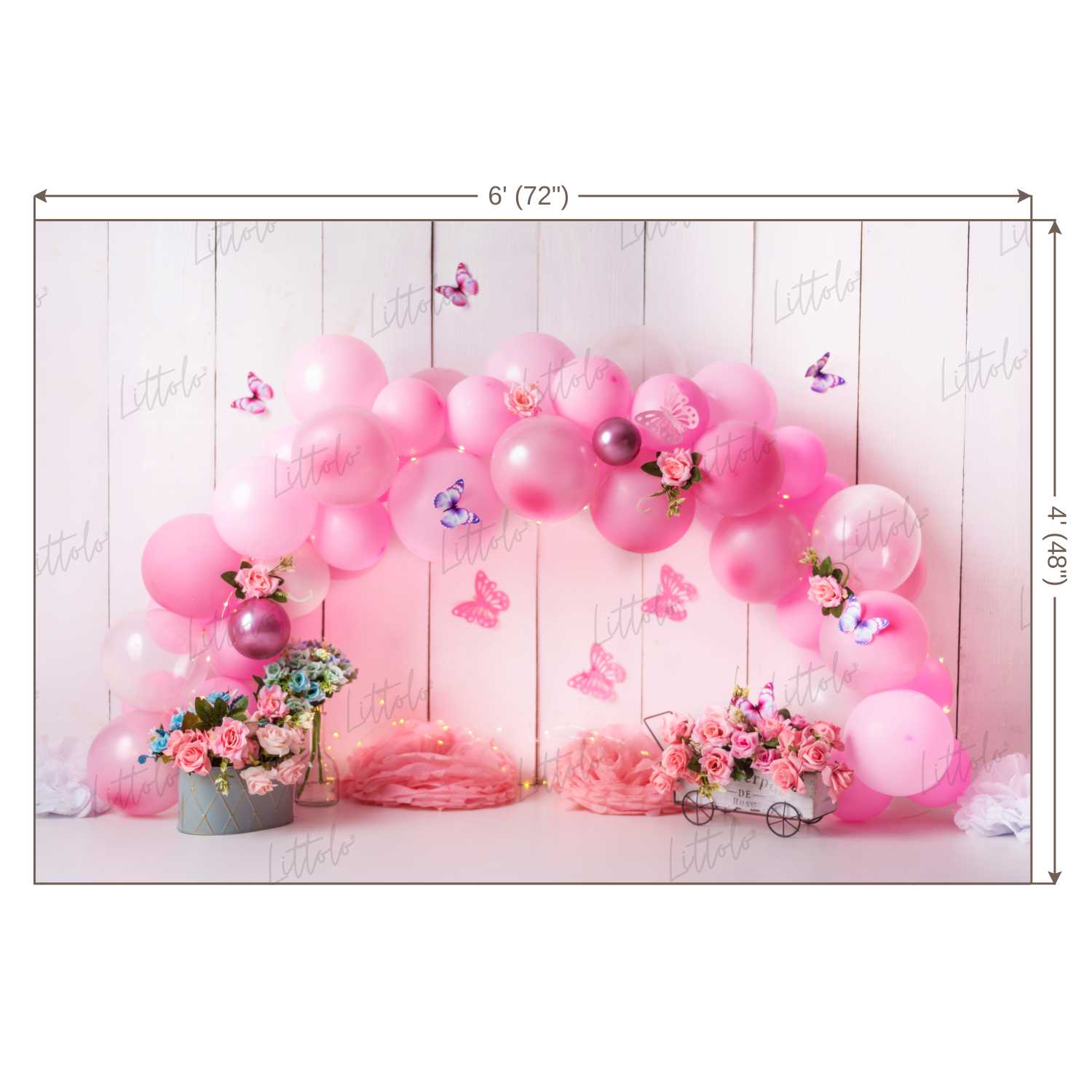 LB0446 Butterfly Floral Balloon Garland Backdrop