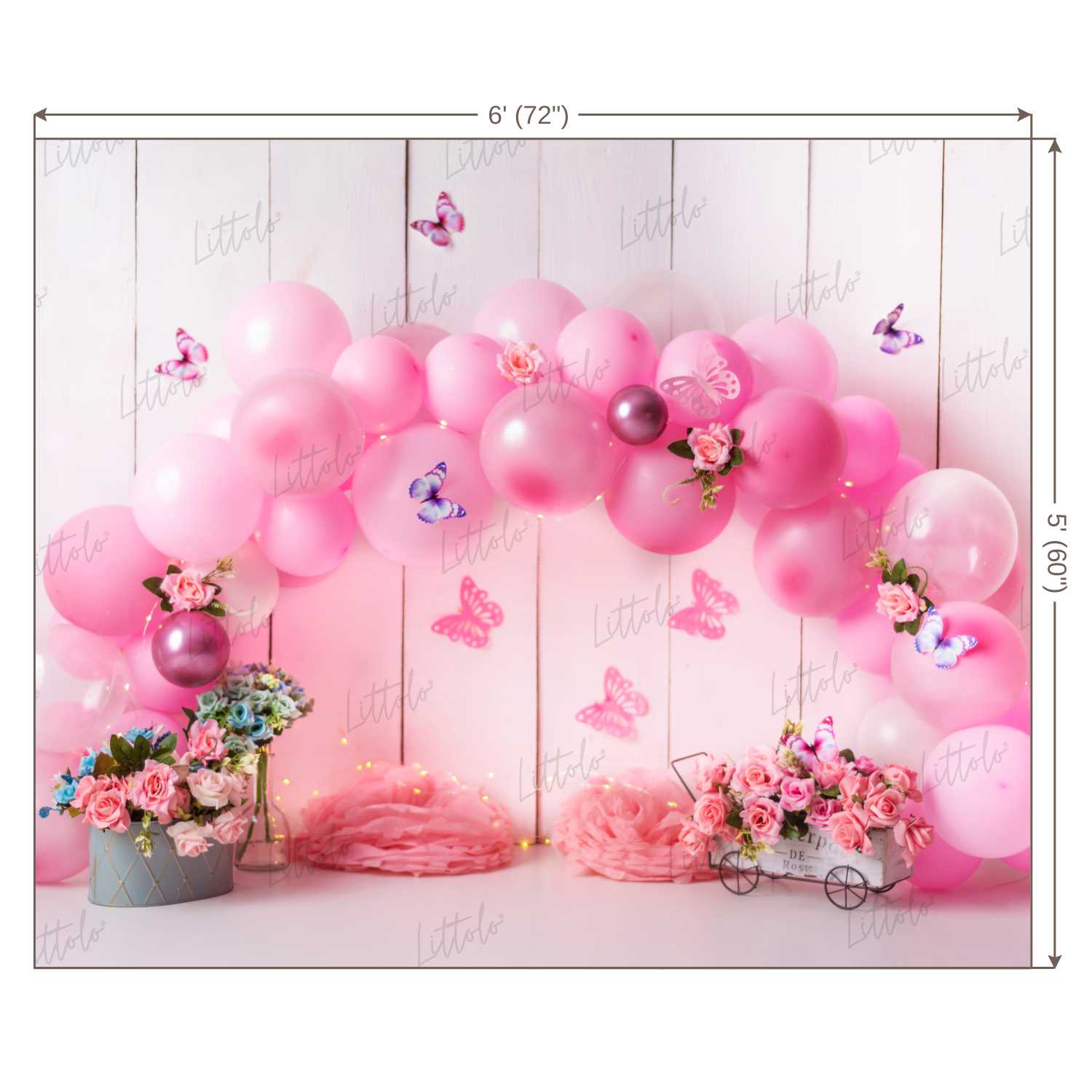 LB0446 Butterfly Floral Balloon Garland Backdrop