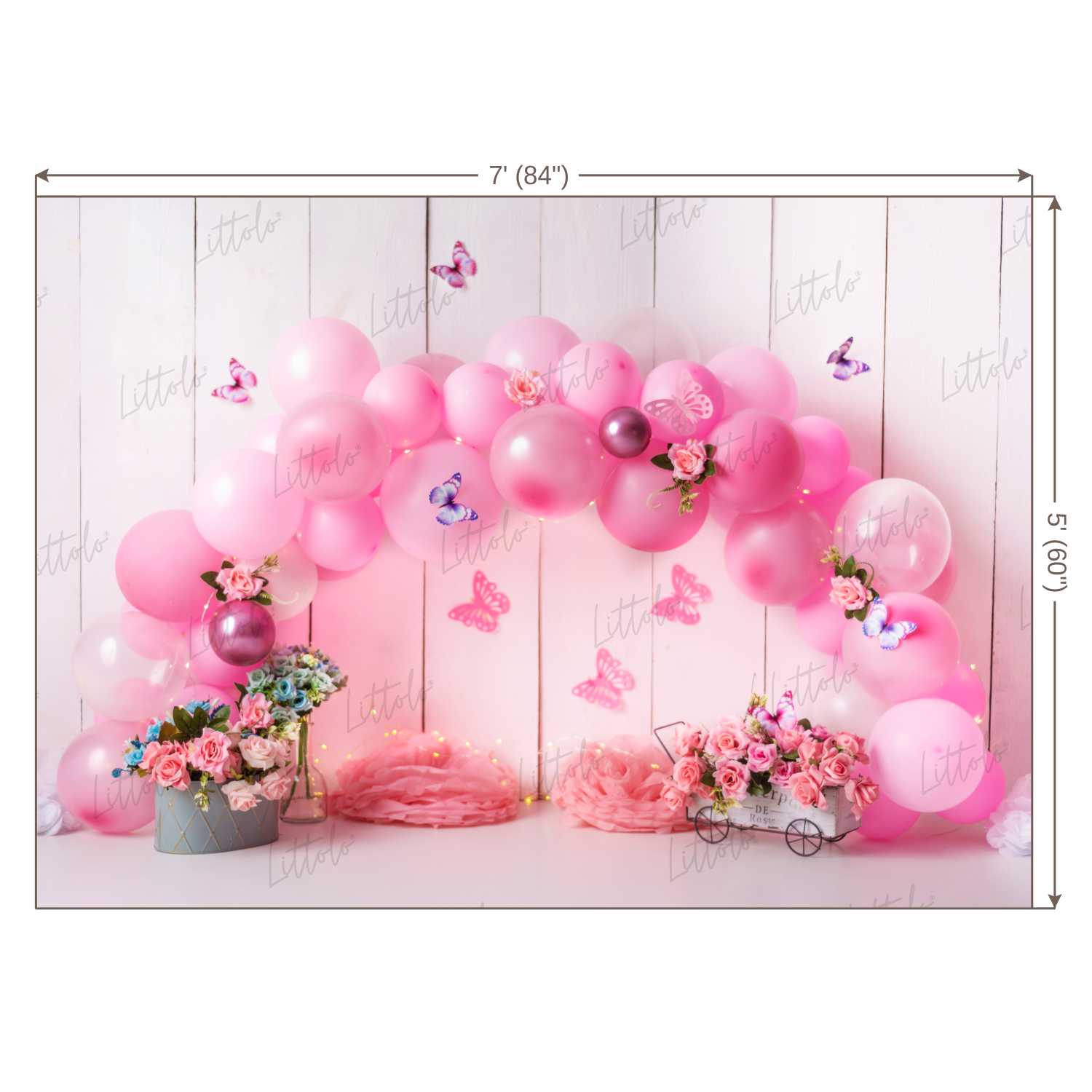 LB0446 Butterfly Floral Balloon Garland Backdrop