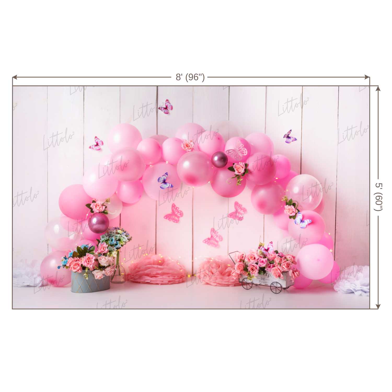 LB0446 Butterfly Floral Balloon Garland Backdrop