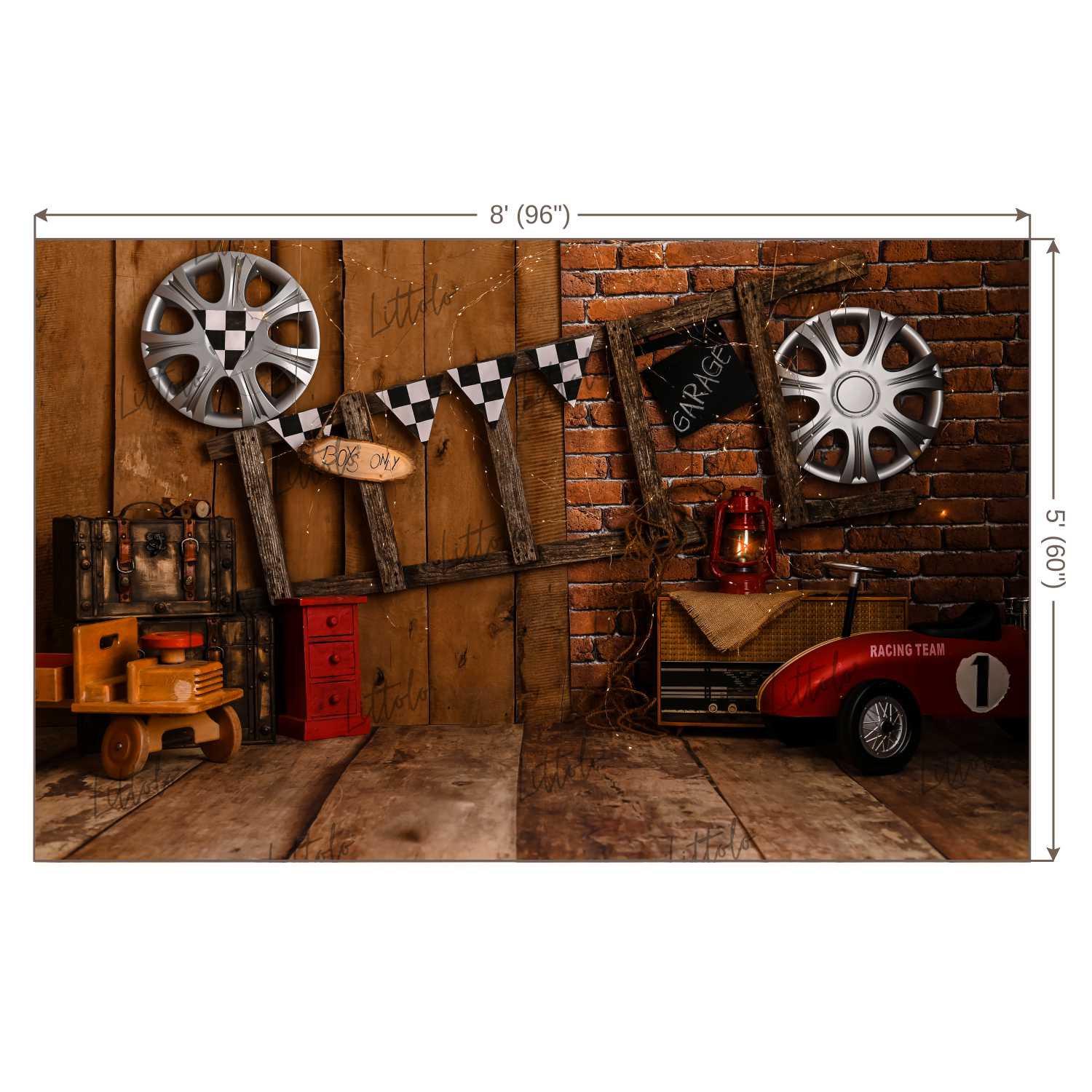 LB0448 Vintage Garage Theme Backdrop