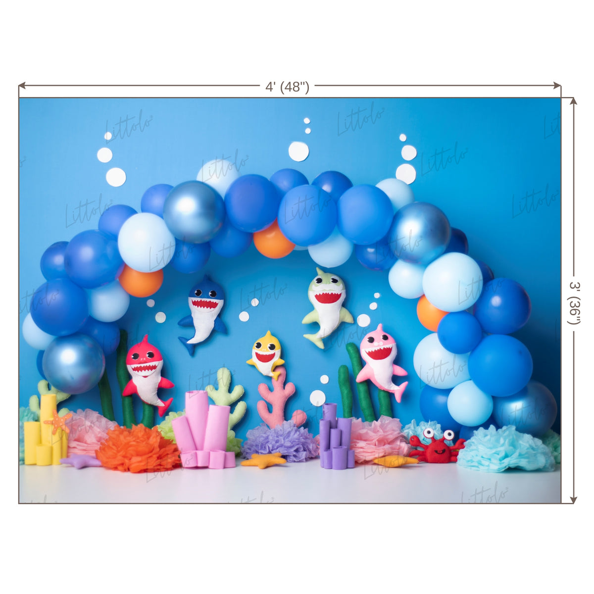 LB0451 Shark Underwater Garland Backdrop