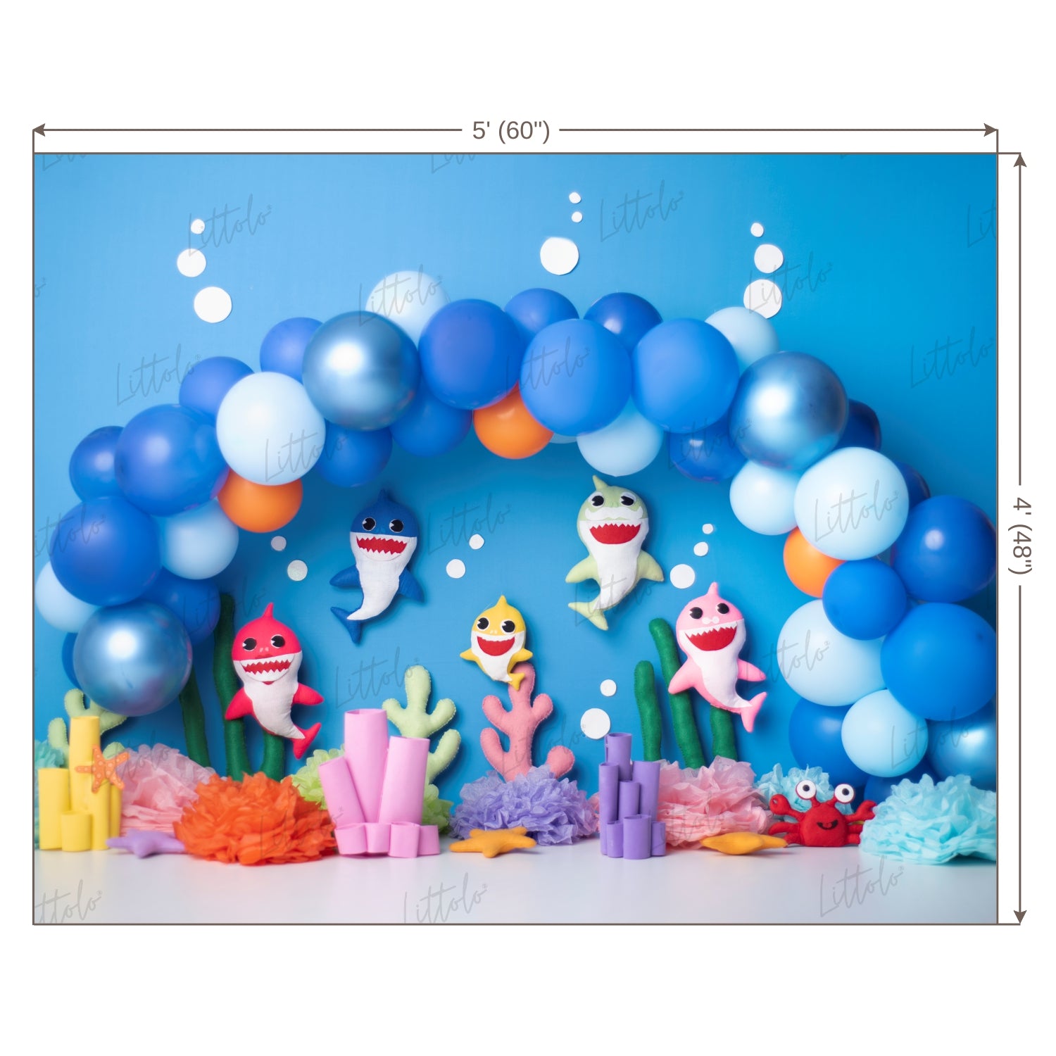 LB0451 Shark Underwater Garland Backdrop