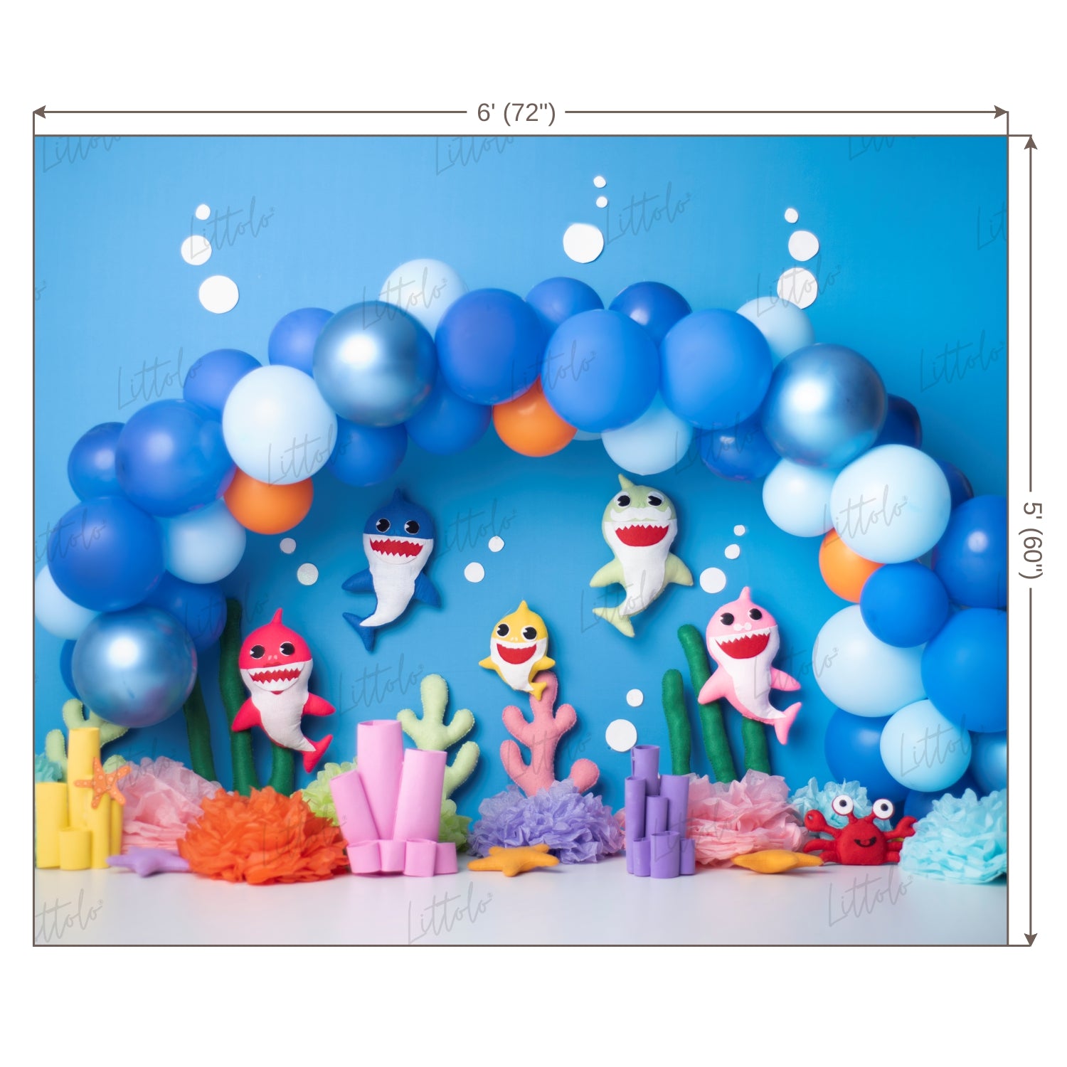 LB0451 Shark Underwater Garland Backdrop