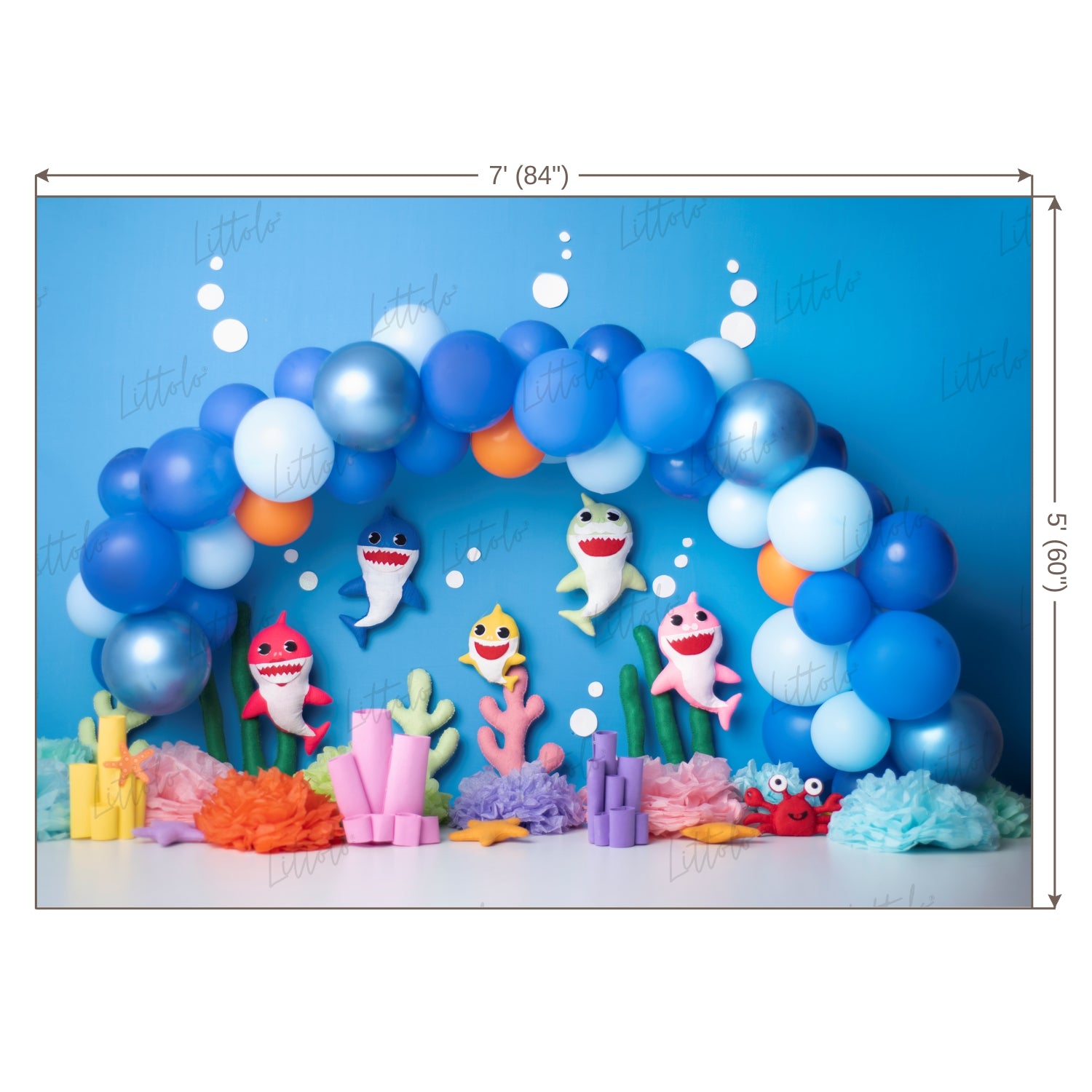 LB0451 Shark Underwater Garland Backdrop