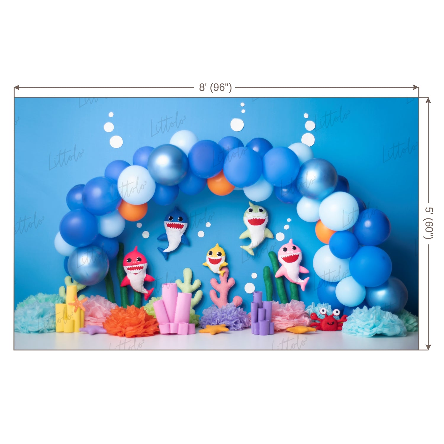 LB0451 Shark Underwater Garland Backdrop