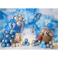 LB0452 Hot Air Balloon Teddy Backdrop