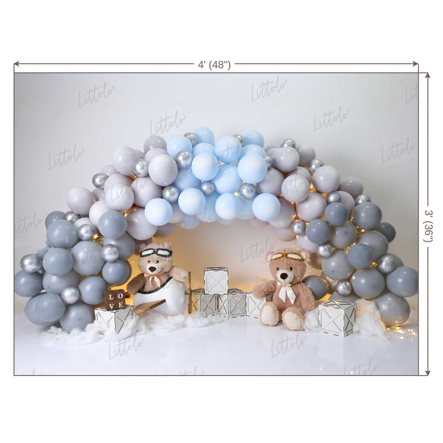 LB0454 Teddy Love Balloon Garland Backdrop