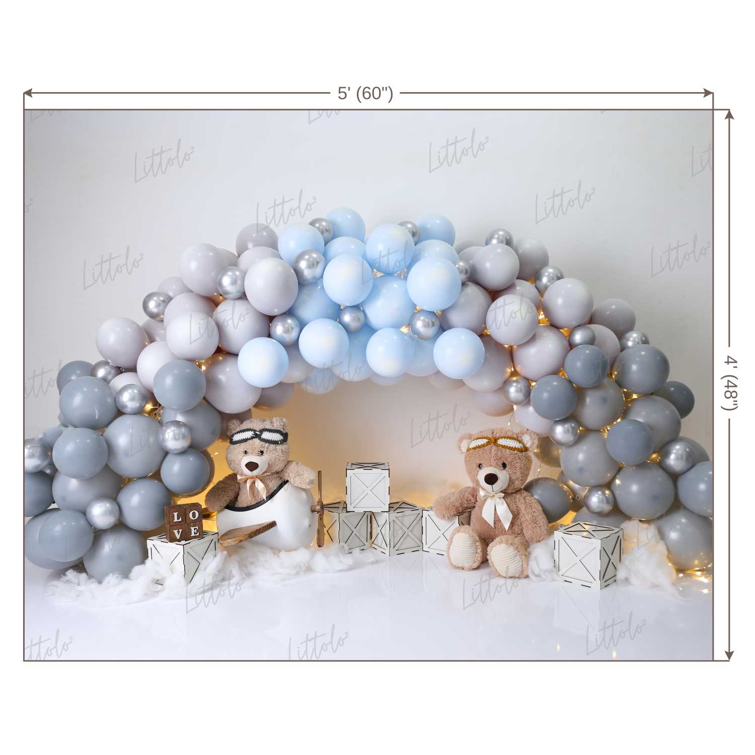 LB0454 Teddy Love Balloon Garland Backdrop