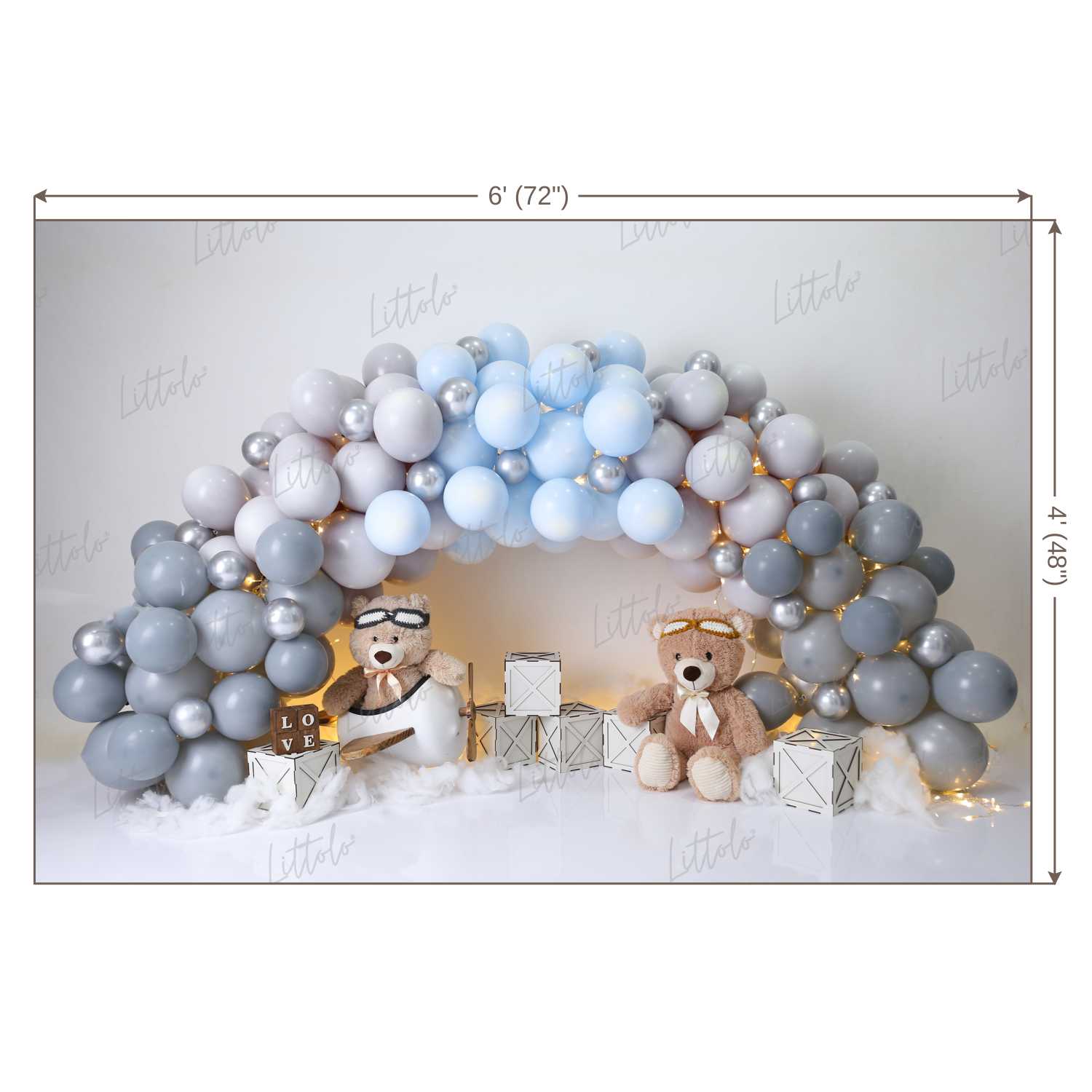 LB0454 Teddy Love Balloon Garland Backdrop