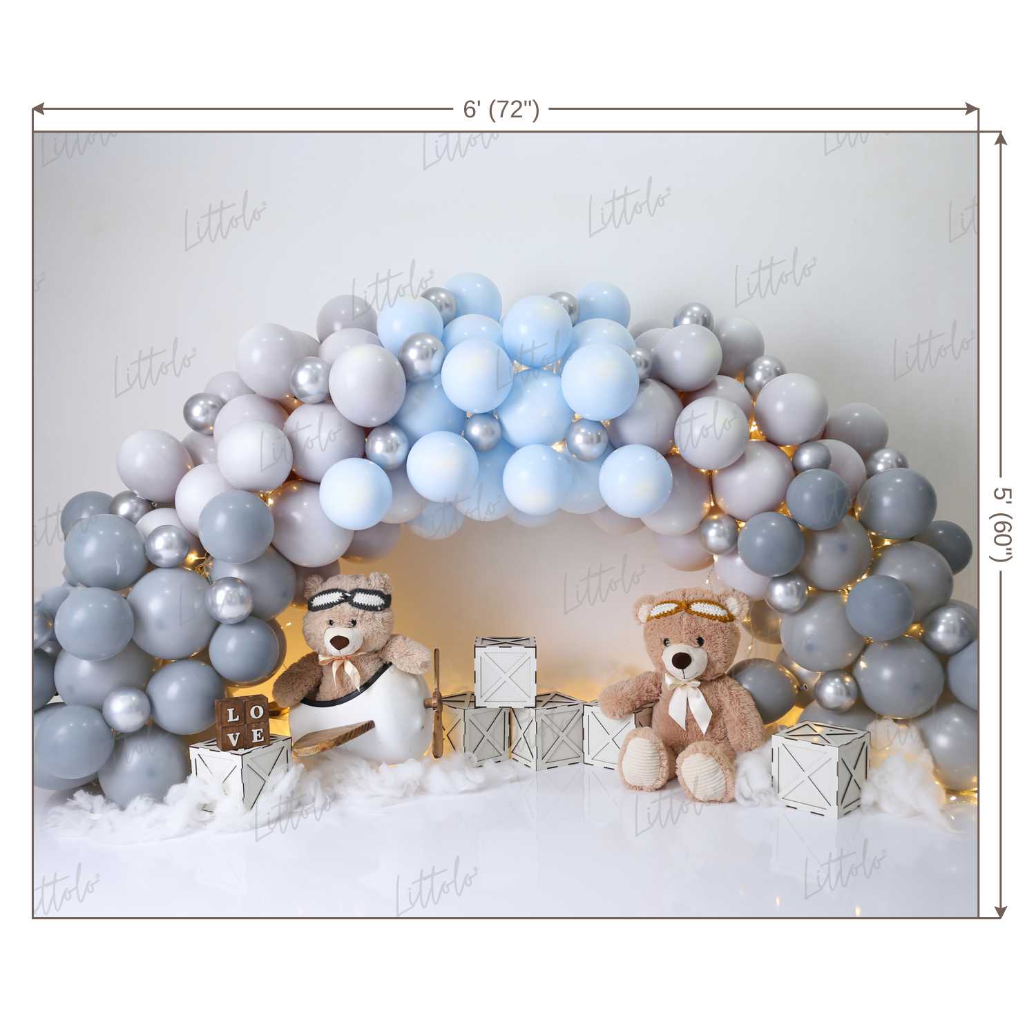 LB0454 Teddy Love Balloon Garland Backdrop