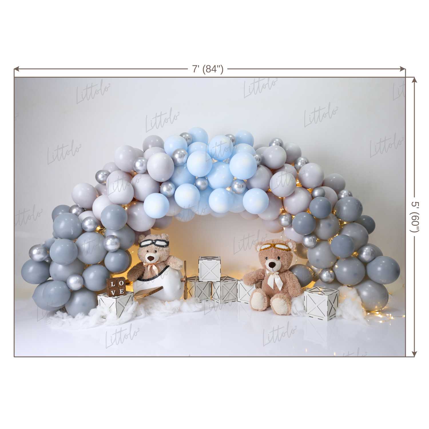 LB0454 Teddy Love Balloon Garland Backdrop