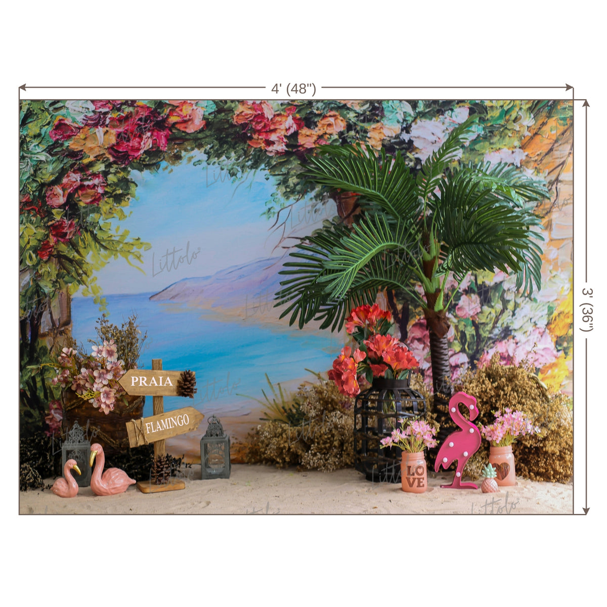 LB0456 Fabulous Flamingo Tropical Backdrop