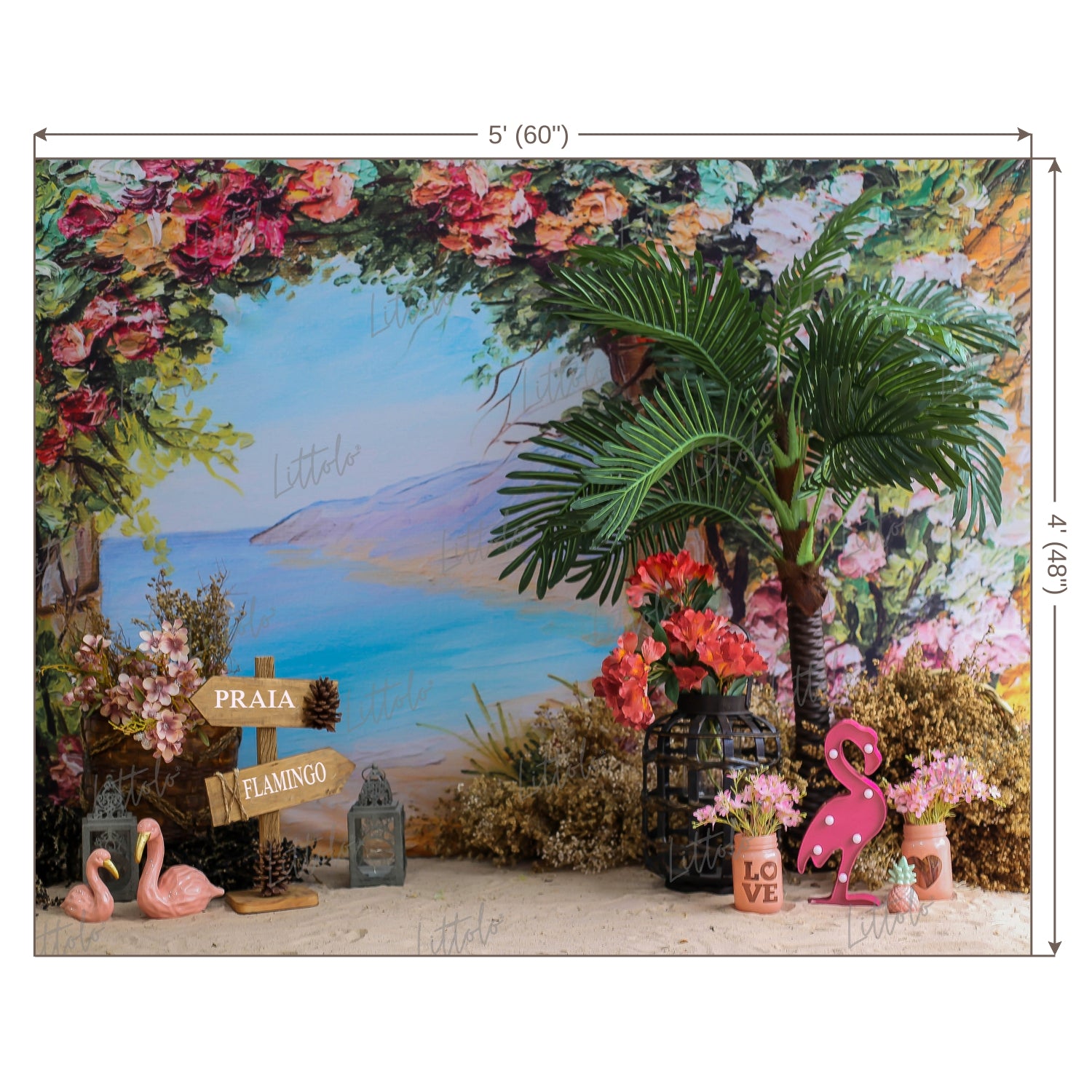 LB0456 Fabulous Flamingo Tropical Backdrop