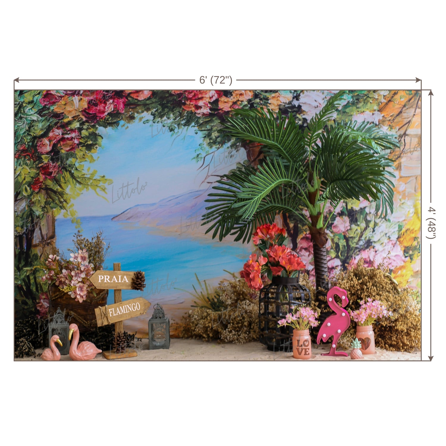 LB0456 Fabulous Flamingo Tropical Backdrop