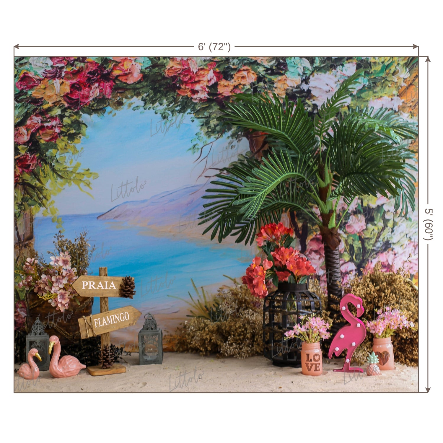 LB0456 Fabulous Flamingo Tropical Backdrop