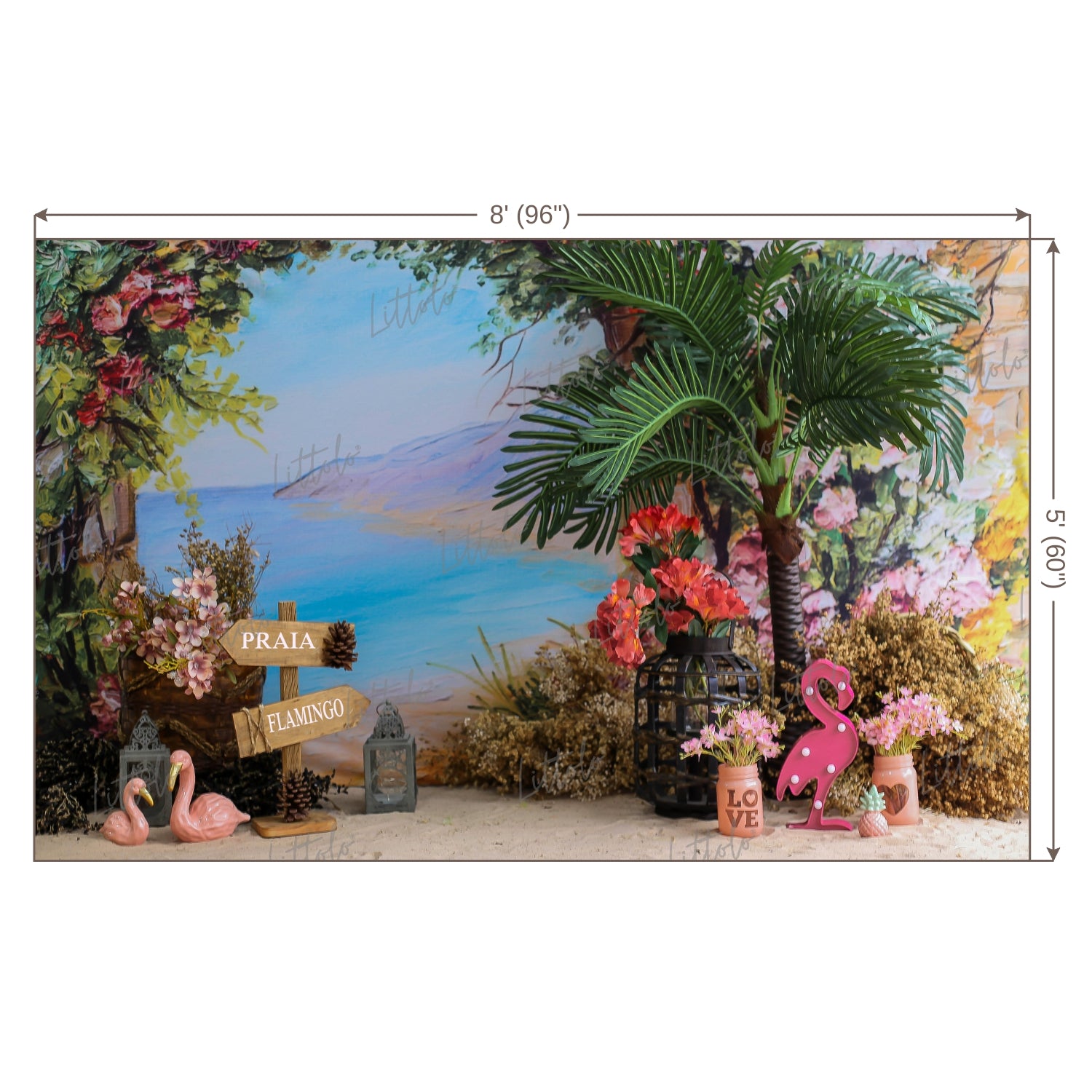 LB0456 Fabulous Flamingo Tropical Backdrop