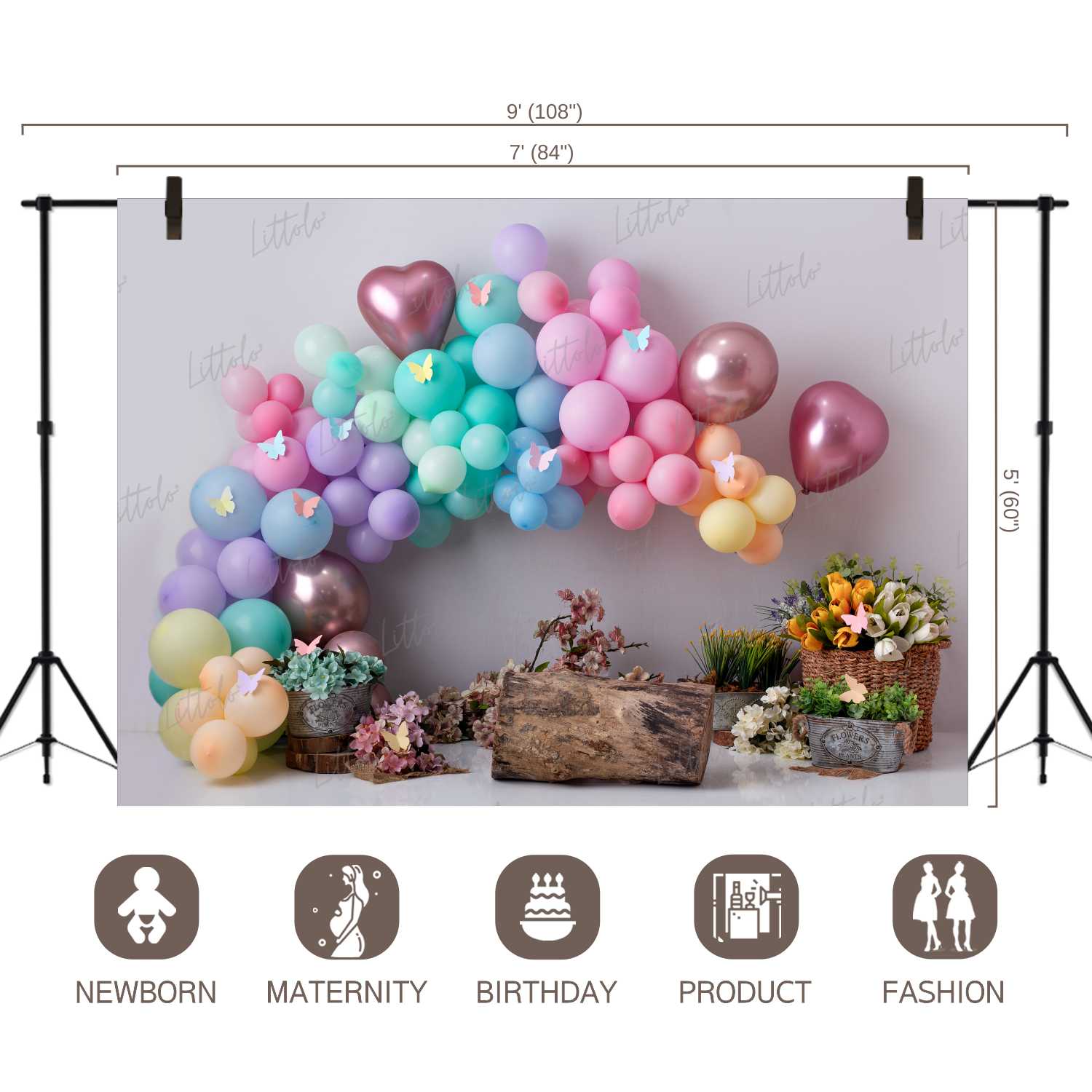 LB0458 Floral Garland Balloon Backdrop