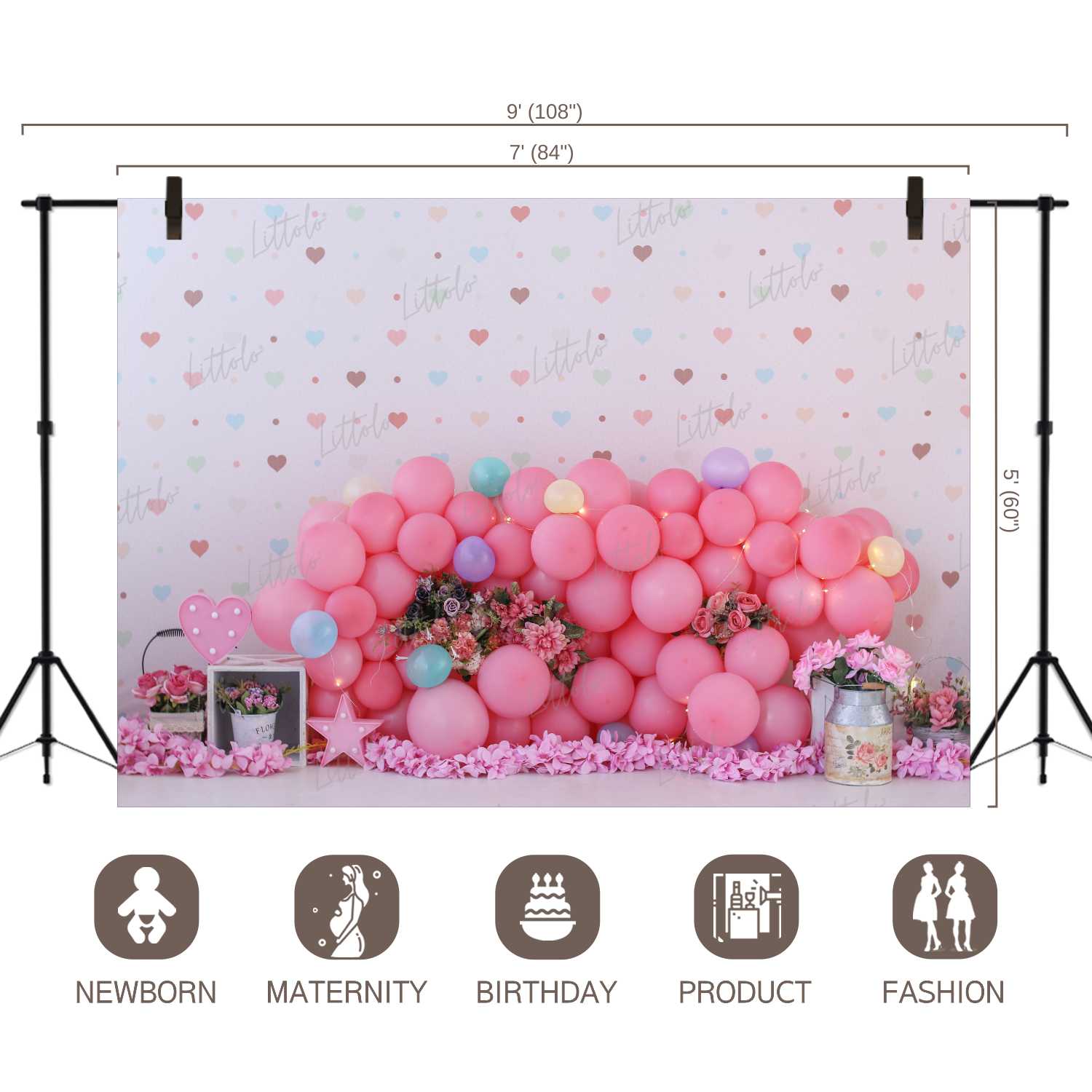 LB0460 Floral Balloon Garland Backdrop