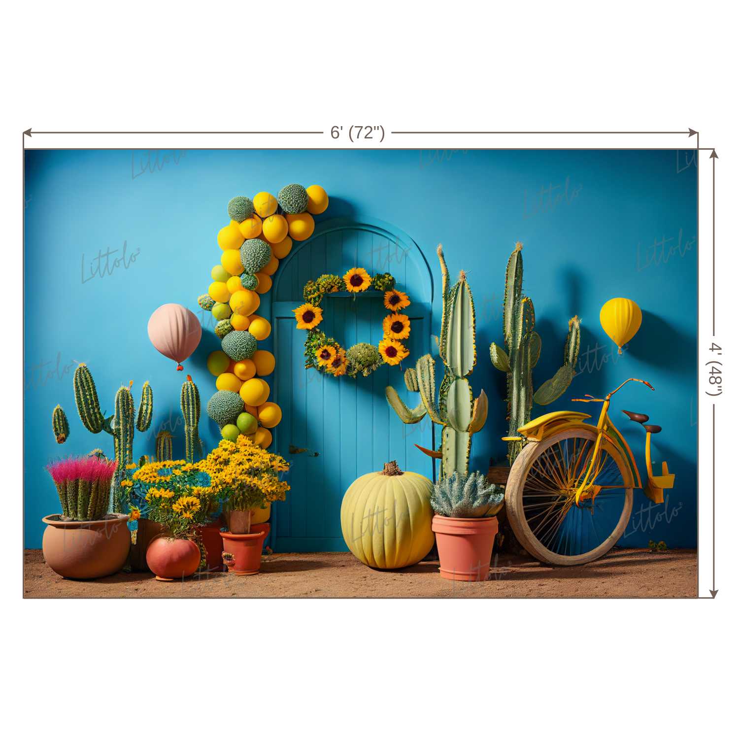 LB0463 Floral Cactus Backdrop