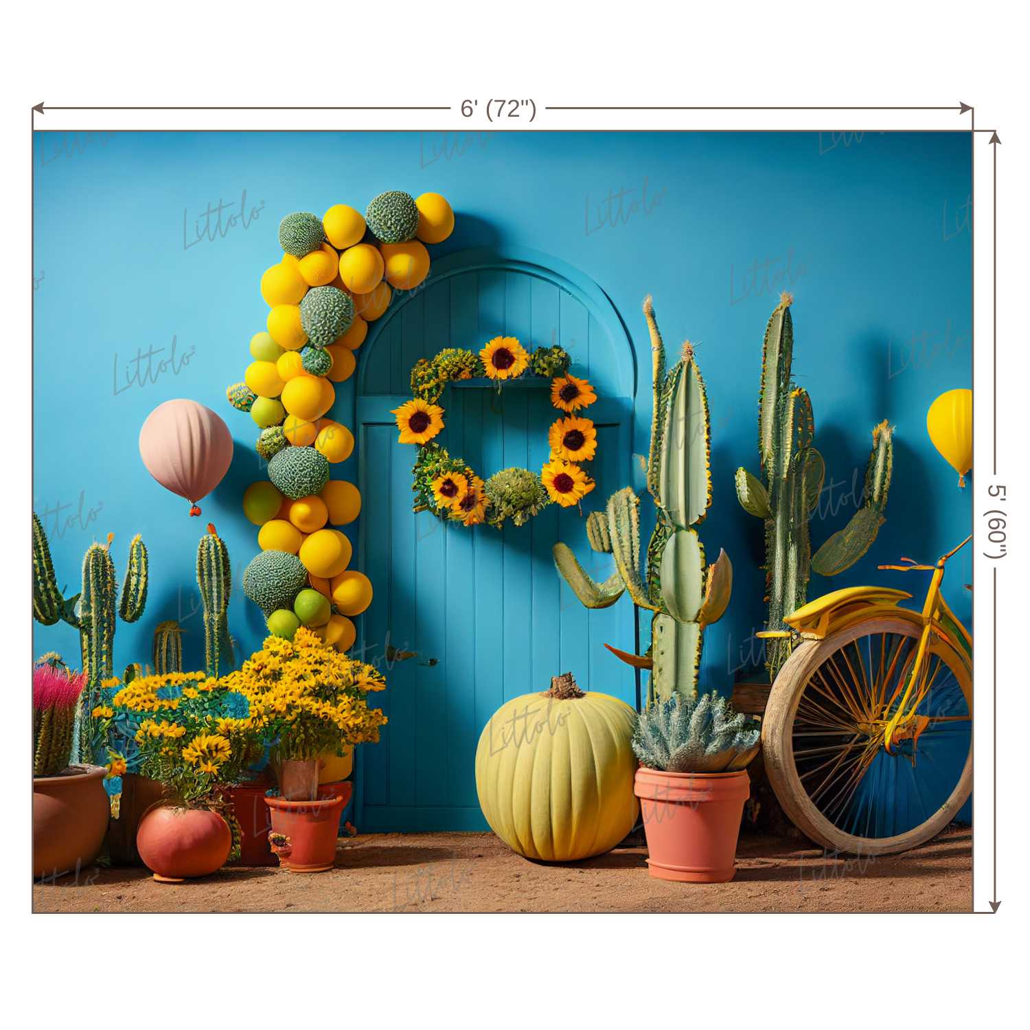 LB0463 Floral Cactus Backdrop