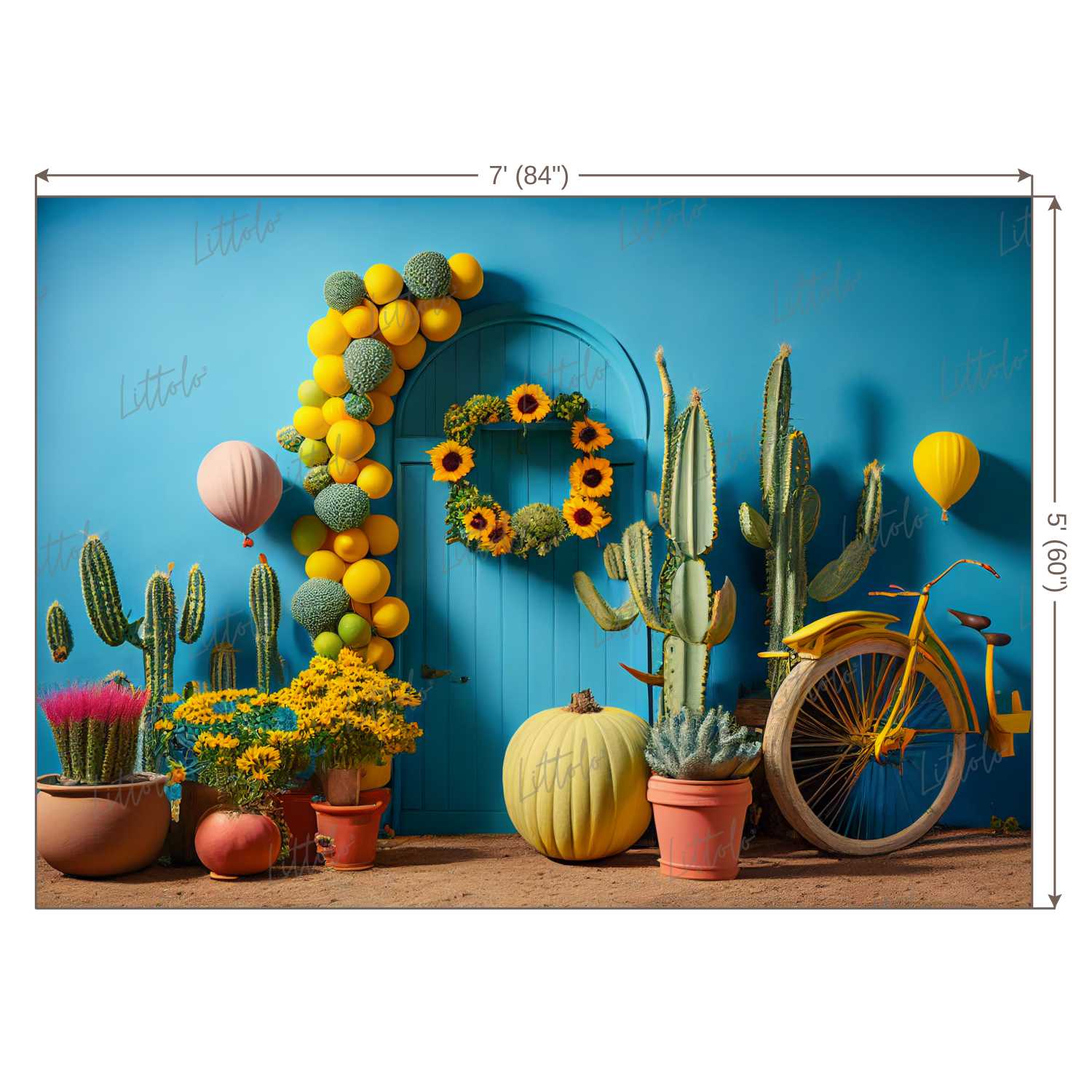 LB0463 Floral Cactus Backdrop