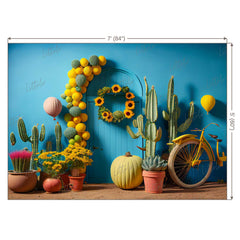 LB0463 Floral Cactus Backdrop