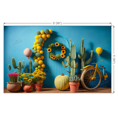 LB0463 Floral Cactus Backdrop