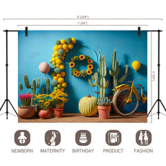 LB0463 Floral Cactus Backdrop