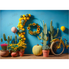 LB0463 Floral Cactus Backdrop