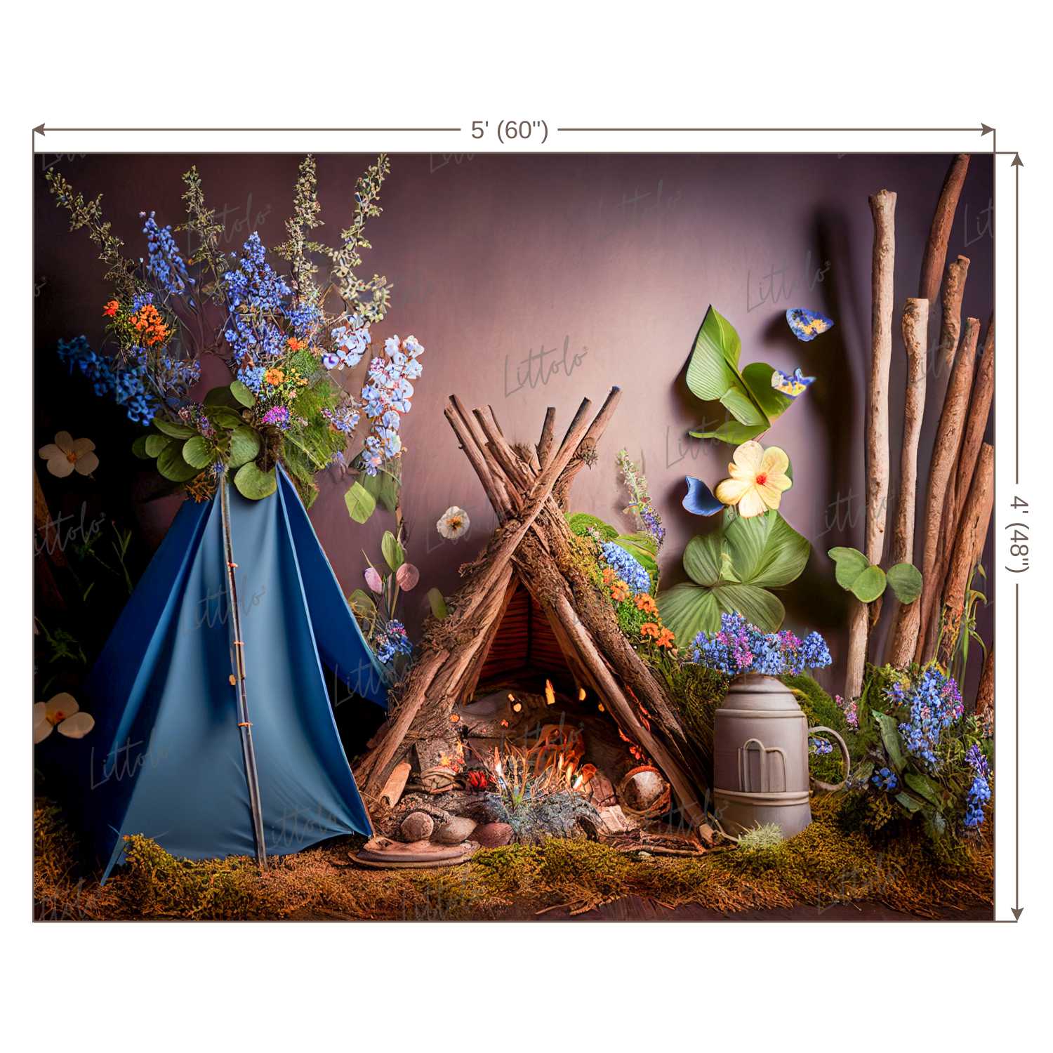 LB0464 Vintage Glamping Tent Backdrop