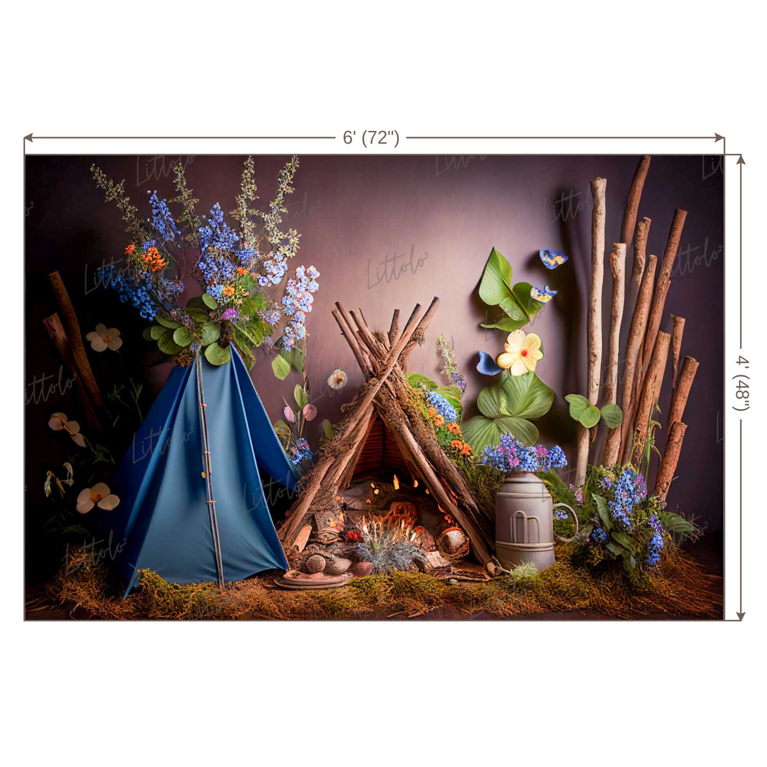 LB0464 Vintage Glamping Tent Backdrop