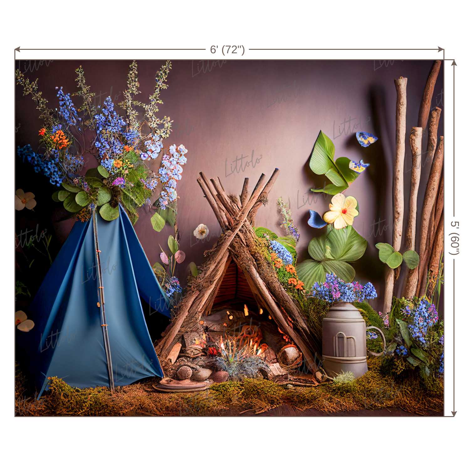 LB0464 Vintage Glamping Tent Backdrop