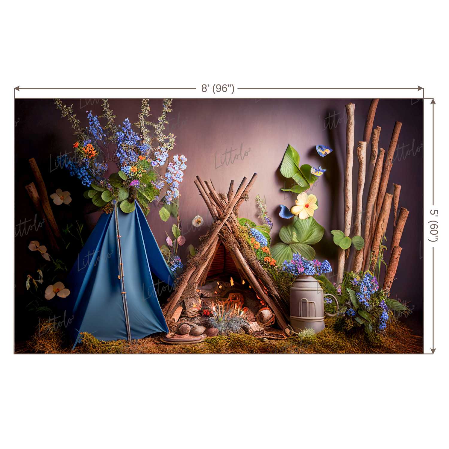 LB0464 Vintage Glamping Tent Backdrop