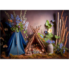 LB0464 Vintage Glamping Tent Backdrop