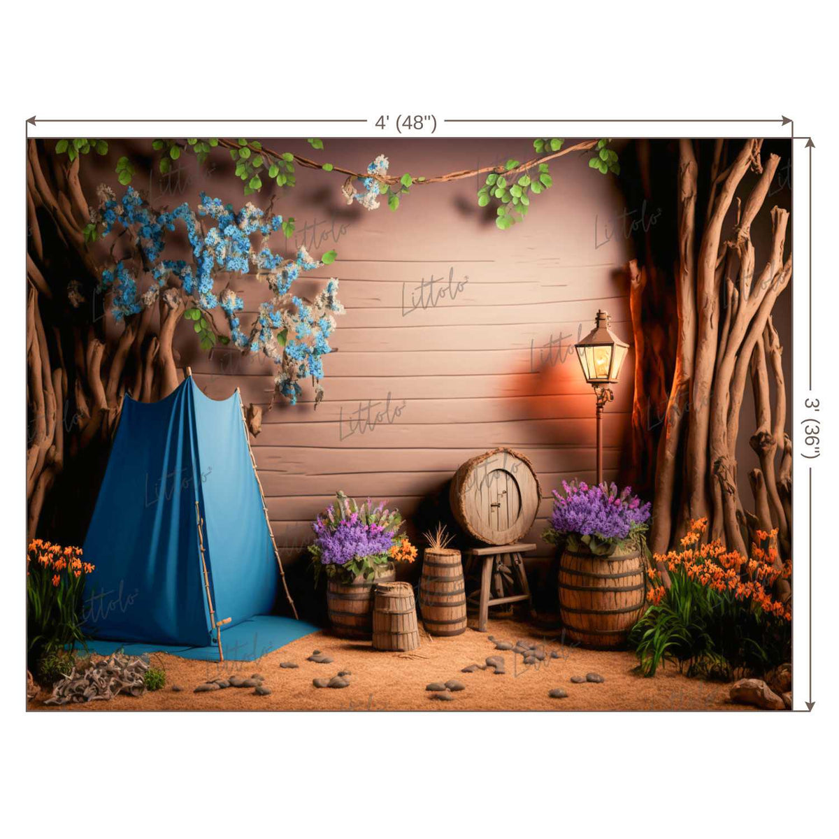 LB0465 Vintage Glamping Tent Backdrop