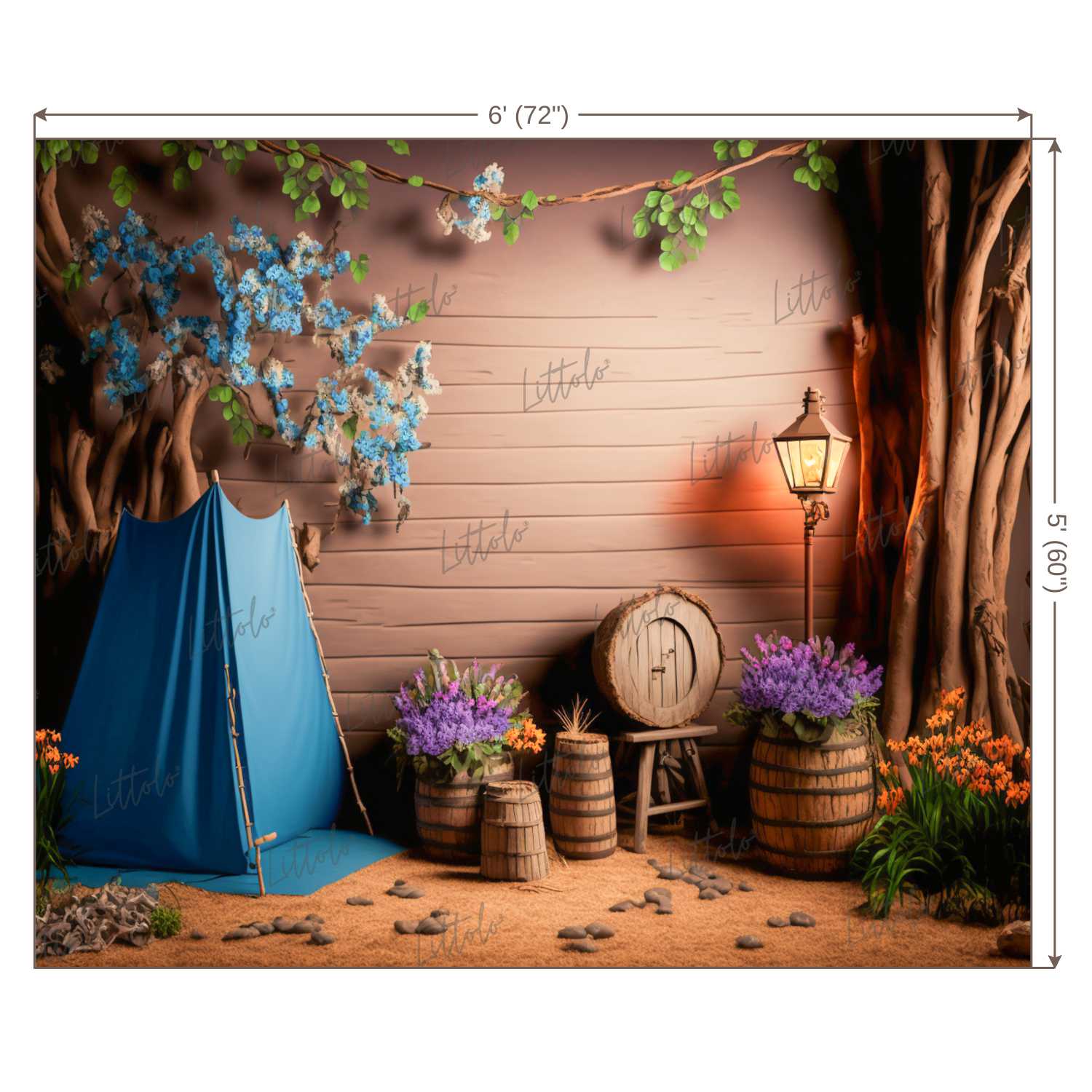 LB0465 Vintage Glamping Tent Backdrop