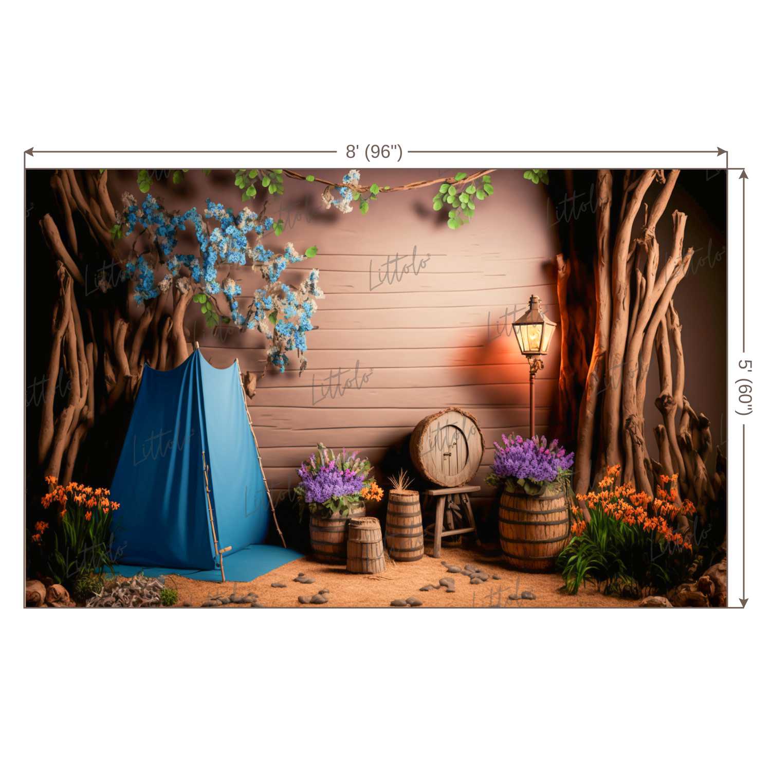 LB0465 Vintage Glamping Tent Backdrop